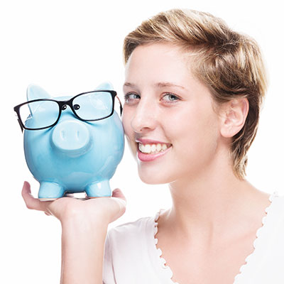Lady holding piggybank
